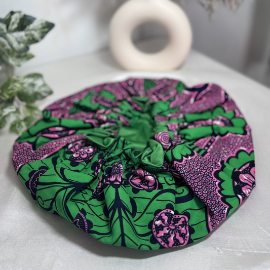 Green & Pink Adult Silk Bonnet