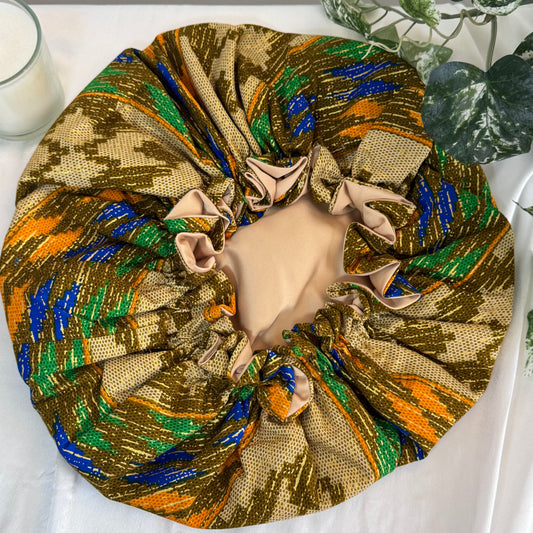 Gold Kente Adult Silk Bonnet