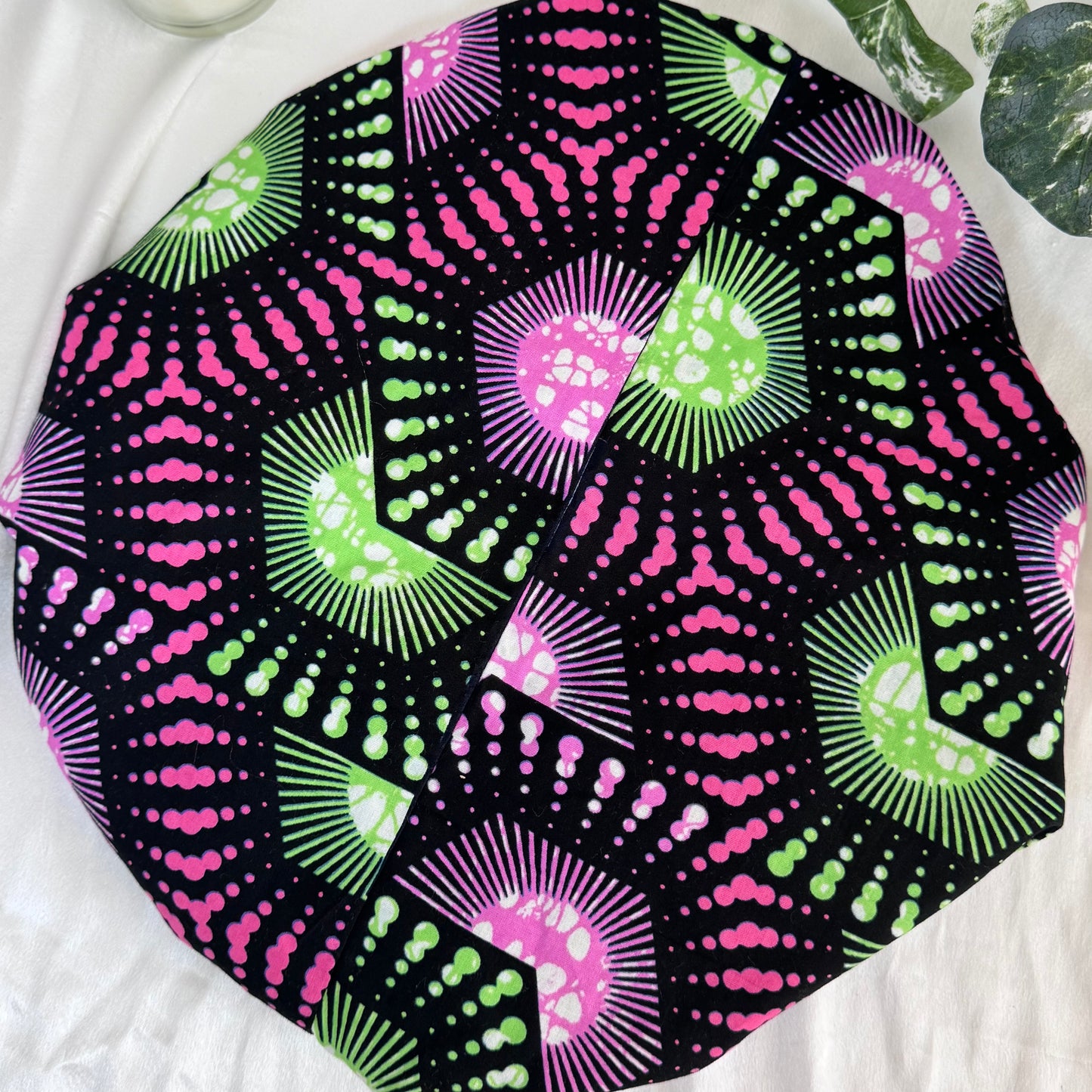 Green & Pink Adjustable Silk Bonnet