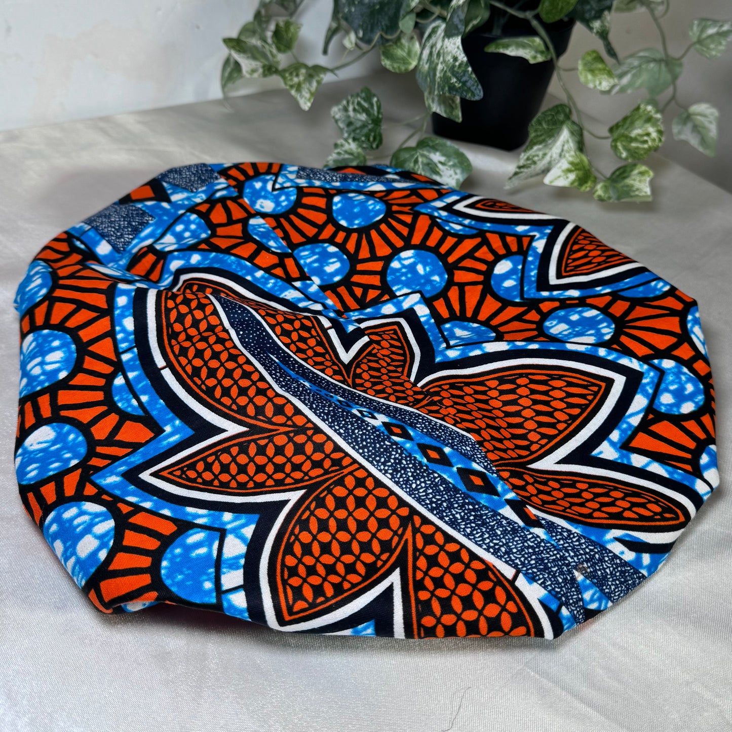 Orange & Blue Adult Silk Bonnet