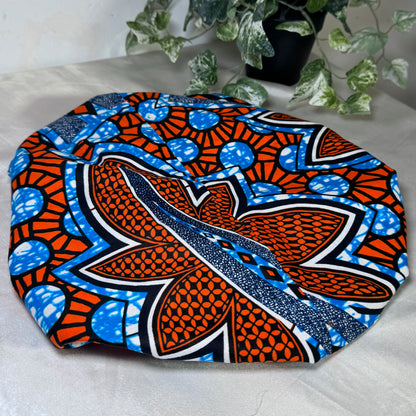 Orange & Blue Adult Silk Bonnet