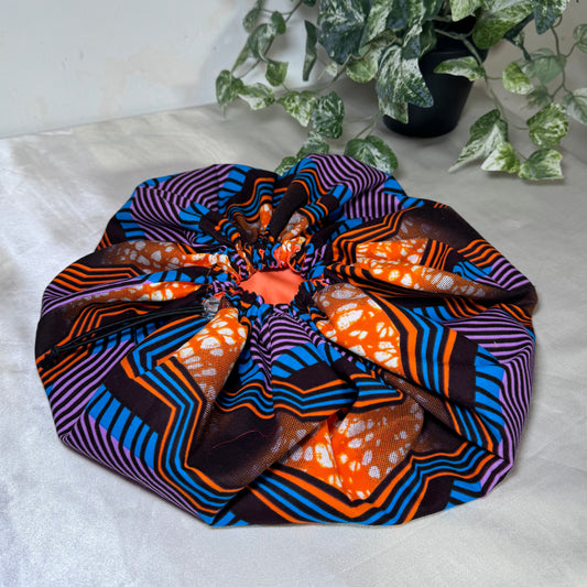 Orange & Purple Adjustable Silk Bonnet