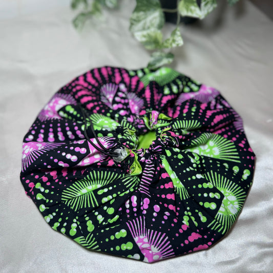 Green & Pink Child Silk Bonnet